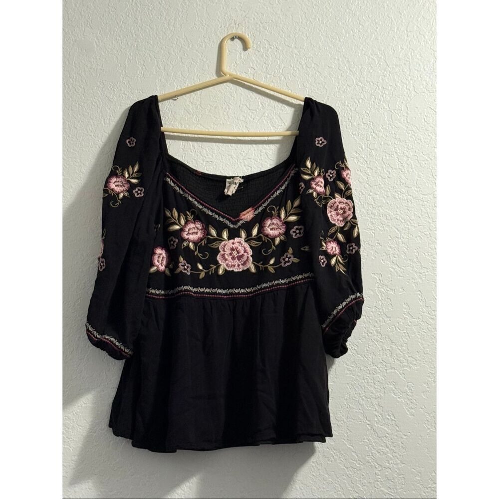Savanna Jane embroidered boho floral peasant shirt cottagecore grannycore 2x